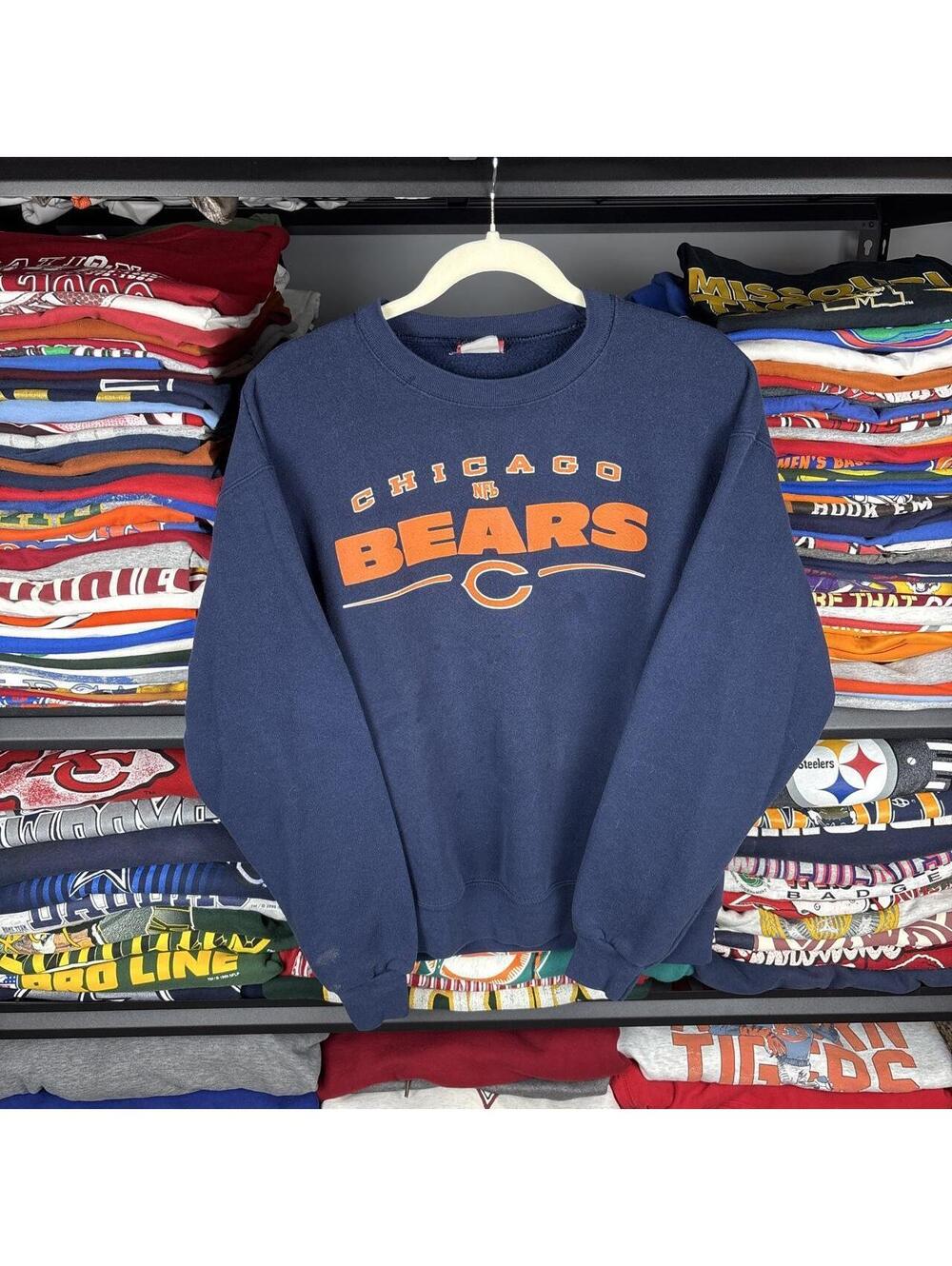 Vintage Y2K Chicago Bears Crewneck Sweatshirt Navy L